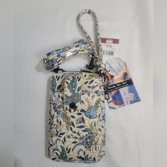 mundi Handbags - Mundi Jacqui RFID Womens Floral Crossbody/Wristlet Bag Vegan Leather